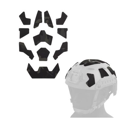 Universal Airsoft Helmet Decorative Sticker DIY Tactical Helmet 11Pcs/Set Helmet Patches Hook Fastener Sticky Helmets Magic Fixed Cable Military Army (Black CAMO)