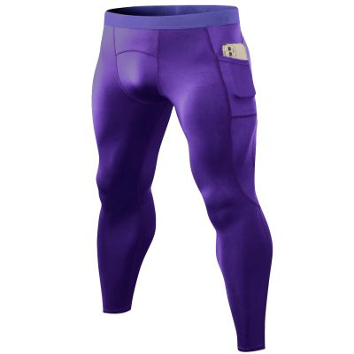 SPVISE Purple Compression Pants Men Athletic Tights, Active Workout Leggings Base Layer Bottoms for Running Yoga Basketball