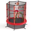 FIREFLOWERY 55 Toddler Trampoline, Indoor Trampoline for Kids, ASTM Approved Small Trampoline with Safety Enclosure Net & Double-Sided Zipper, Ideal Gift for Boys and Girls (Red) view 1