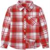 Betusline Girls' Plaid Flannel Shirt, Kids Long Sleeve Button Button Shirts Tops,F Red & White #110-11 Years= Tag 170 view 1