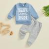 aporake Infant Boy Fall Clothes Baby Boy Winter Outfit Toddler Clothing Contrast Color Letter Print Sweatshirt Tops Pants Set (Blue-3, 18-24 Months) view 2