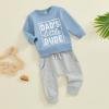 aporake Infant Boy Fall Clothes Baby Boy Winter Outfit Toddler Clothing Contrast Color Letter Print Sweatshirt Tops Pants Set (Blue-3, 18-24 Months) view 3