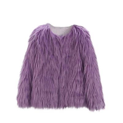 2 10 Years Kids Baby Girls Long Sleeve Furry Coat Faux  Coat Jacket Winter Thick Warm Flece (Purple, 5-6 Years)