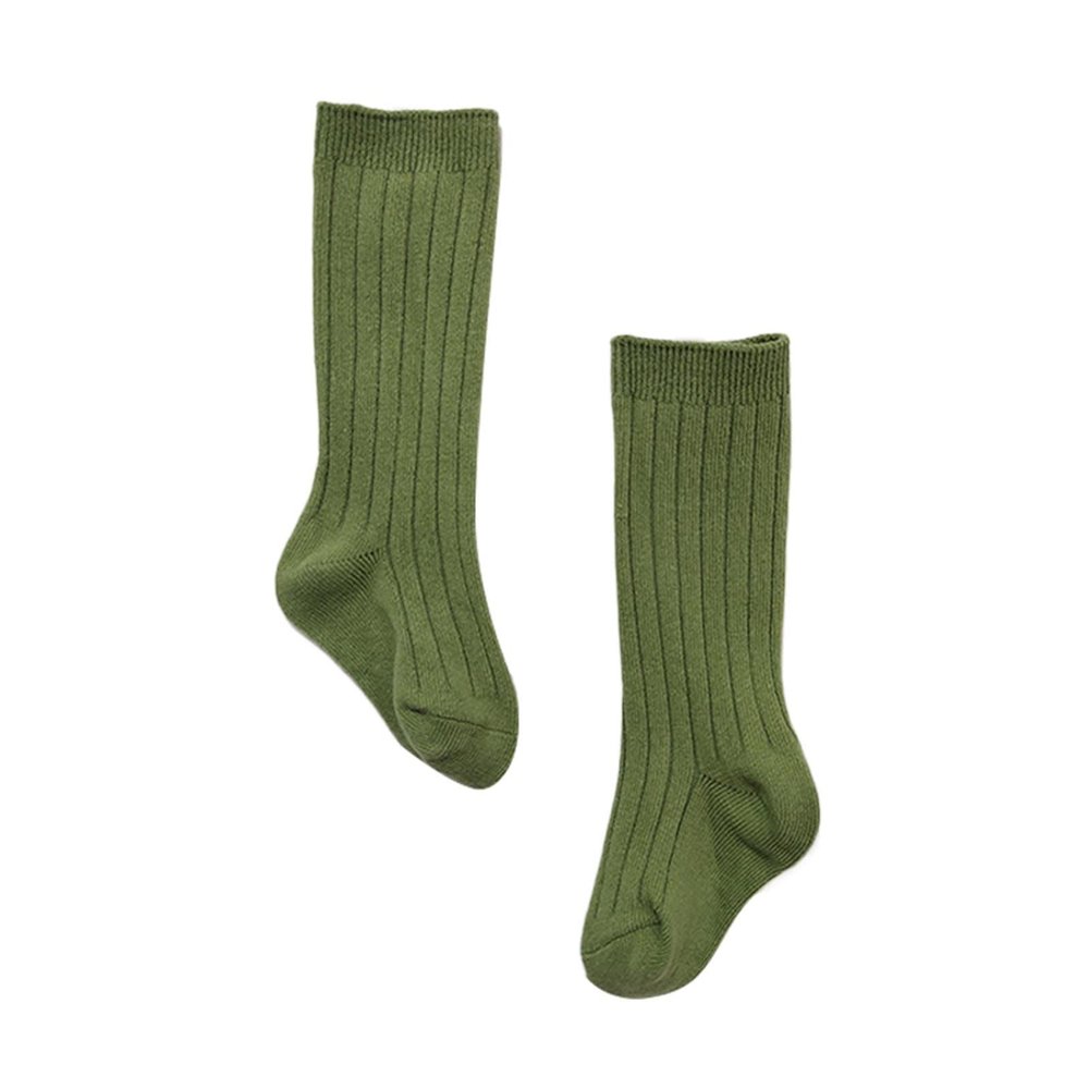 Baby Toddlers Kids Knee High Socks Cozy Warm Cotton Uniform Sports Socks Dress Socks Cable Knit Long (Green, 1-3 Years)