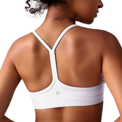 BAYDI Clouduxi Y Back Sports Bras for Women-Padded Racerback Low Impact Spaghetti Thin Strap Workout Yoga Crop Tops White