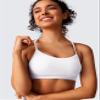 BAYDI Clouduxi Y Back Sports Bras for Women-Padded Racerback Low Impact Spaghetti Thin Strap Workout Yoga Crop Tops White view 2