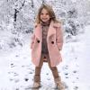 AMIMOJY Toddler Girls Baby Overcoat Long Sleeve Cardigan Winter Windproof Thicken Coat Botton Outerwear Fleece Warm Jacket boys bomber jackets size 10-12 Pink 4-5Years view 2