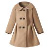 Girls Wool Blend Long Peacoat Kids Toddler Solid Color Lapel Long Outwear With Belt Winter Infants (Khaki, 3-4 Years) view 1