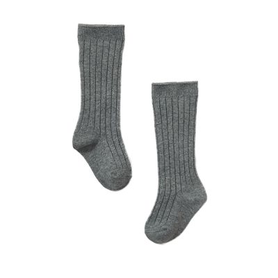 Baby Toddlers Kids Knee High Socks Cozy Warm Cotton Uniform Sports Socks Dress Socks Cable Knit Long (Grey, 0-6 Months)