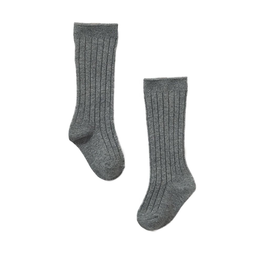 Baby Toddlers Kids Knee High Socks Cozy Warm Cotton Uniform Sports Socks Dress Socks Cable Knit Long (Grey, 0-6 Months)