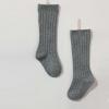 Baby Toddlers Kids Knee High Socks Cozy Warm Cotton Uniform Sports Socks Dress Socks Cable Knit Long (Grey, 0-6 Months) view 2