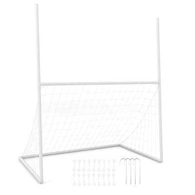 Goplus 2 in 1 Soccer Goal, Football Field Goal w/ 4 Ground Stakes, 18 Bungee Ropes, Anti-Tearing Netting, All Weather Football Training Equipment for Park, Backyard, 5.5 ft x 3.5 ft x 7 ft