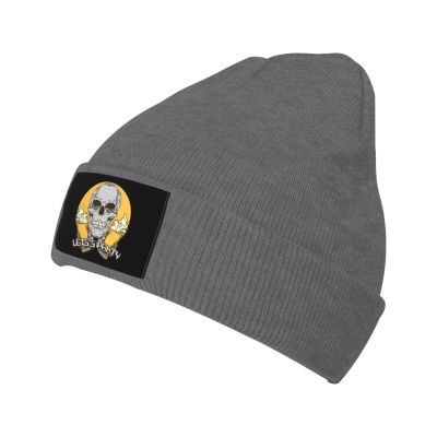 MULIHU Skeletons Let's Party with Two Beers Beanie Hat for Men Women Winter Warm Knit Hats Ski Hat Skull Cap Deep Heather