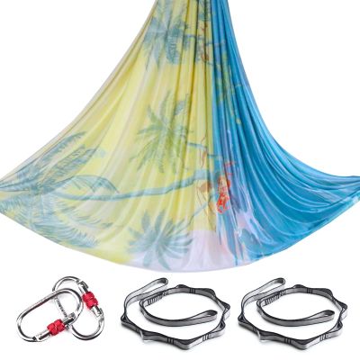 6.5 Yards Aerial Yoga Hammock Set Gradient Aerial silks Yoga Swing Fitness Stretch Belt for Gym Indoor Yoga Studio (005)