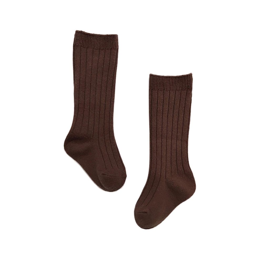 Baby Toddlers Kids Knee High Socks Cozy Warm Cotton Uniform Sports Socks Dress Socks Cable Knit (Coffee, 5-8 Years)