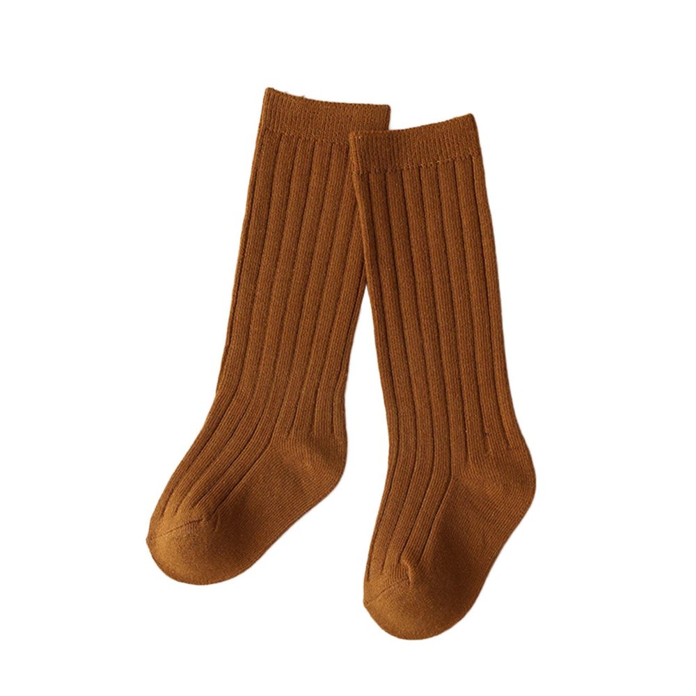 Baby Toddlers Kids Knee High Socks Cozy Warm Cotton Uniform Sports Socks Dress Socks Cable Knit (Orange, 5-8 Years)