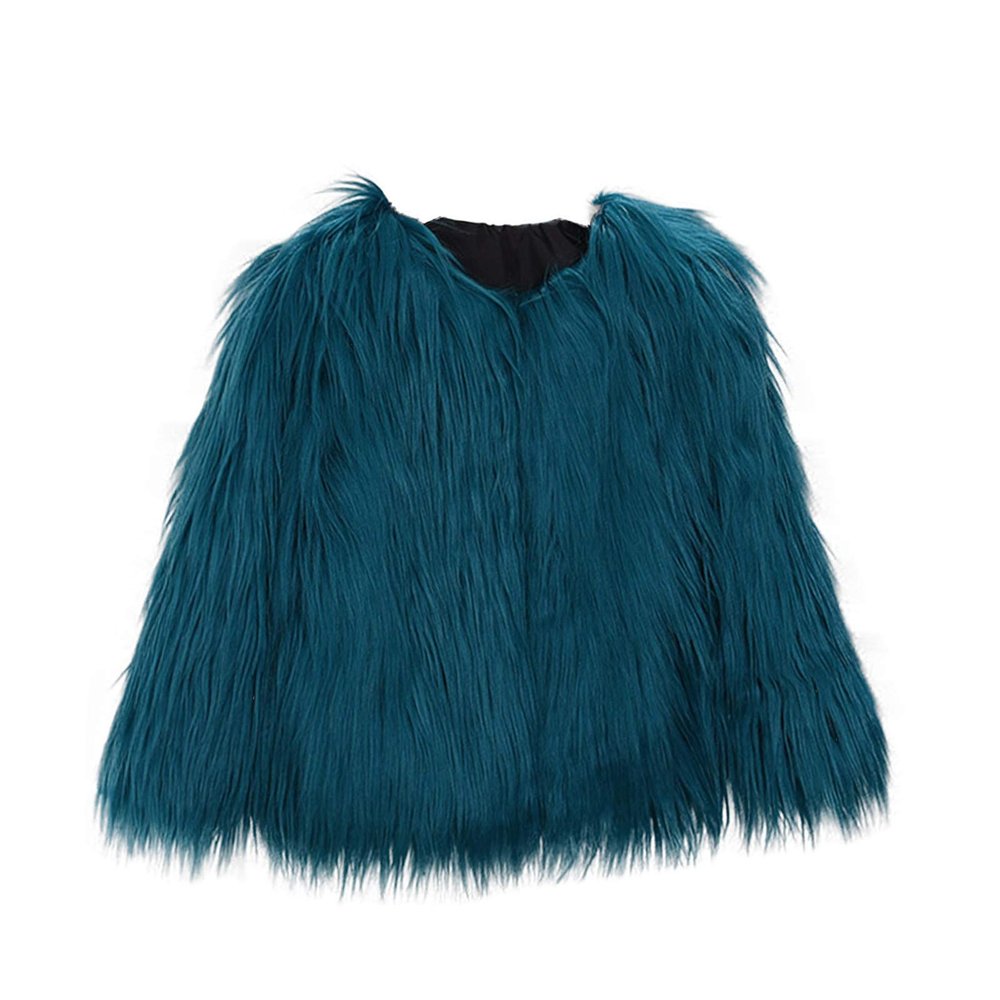 2 10 Years Kids Baby Girls Long Sleeve Furry Coat Faux Coat Jacket Winter Thick Warm Flece (Blue, 5-6 Years)