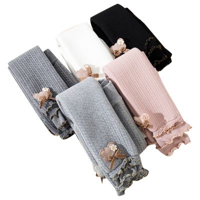 Toddler Baby Girls Fleece Lined Leggings Footless Lace Trim Tights Ruffle Knit Stocking Infant (Pink, 6-12 Months)