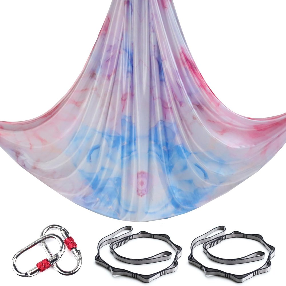 5.5 Yards Aerial Yoga Hammock Set Ombre Aerial silks Gradient Color Yoga Swing Fitness Stretch Belt for Gym Indoor Studio (032)