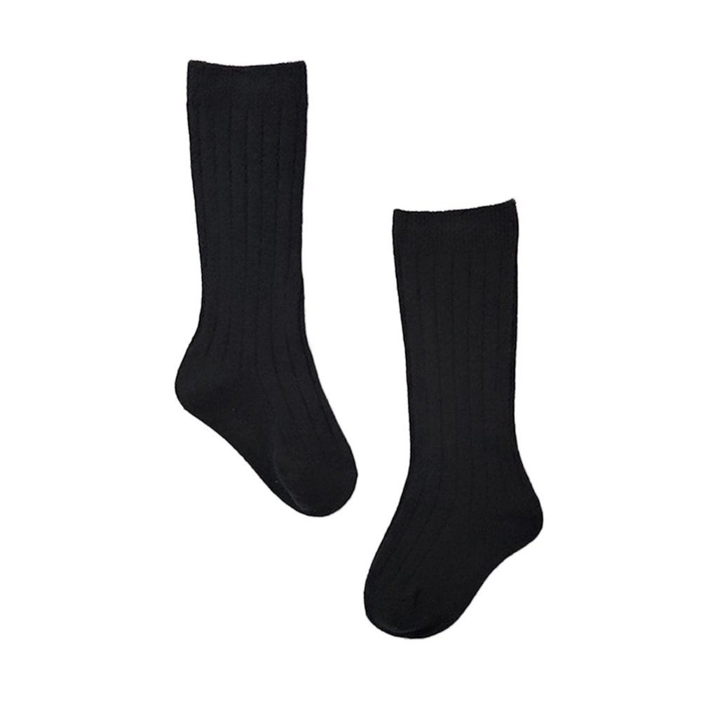 Baby Toddlers Kids Knee High Socks Cozy Warm Cotton Uniform Sports Socks Dress Socks Cable Knit (Black, 6-12 Months)