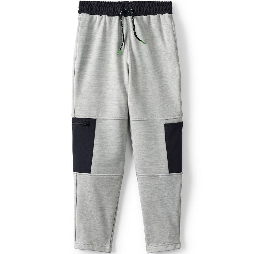 Lands' End Boys Basic Iron Knee Fleece Jogger Small Gray Heather