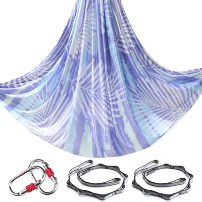 5.5 Yards Aerial Yoga Hammock Set Ombre Aerial silks Gradient Color Yoga Swing Fitness Stretch Belt for Gym Indoor Yoga Studio (030)