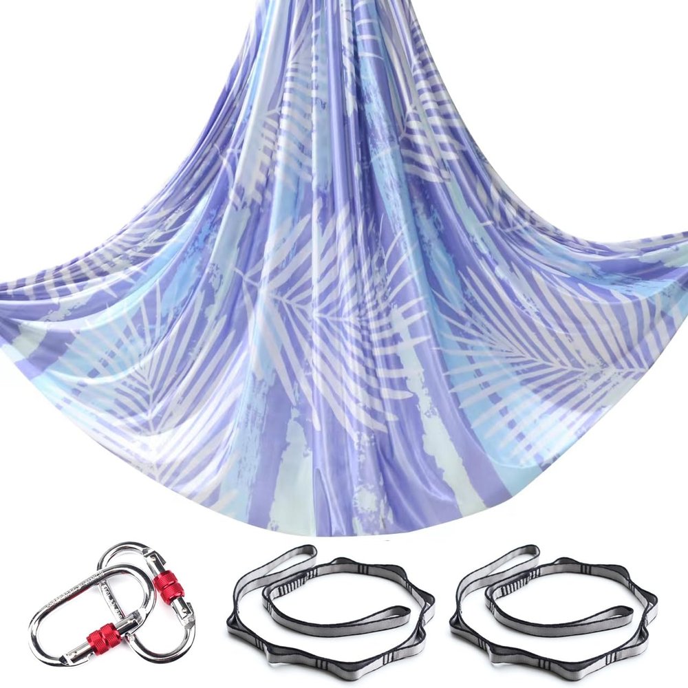 5.5 Yards Aerial Yoga Hammock Set Ombre Aerial silks Gradient Color Yoga Swing Fitness Stretch Belt for Gym Indoor Yoga Studio (030)