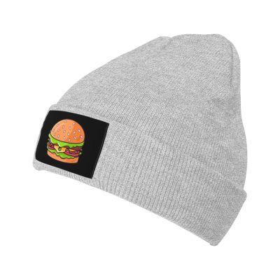 MULIHU Cute Cartoon Hamburger Beanie Hat for Men Women Winter Warm Knit Hats Ski Hat Skull Cap Gray