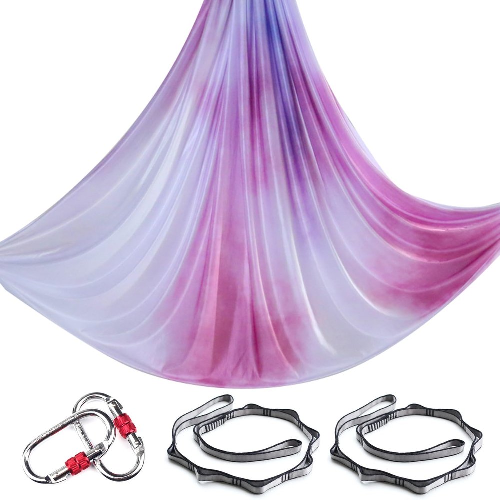 6.5 Yards Aerial Yoga Hammock Set Gradient Aerial silks Yoga Swing Fitness Stretch Belt for Gym Indoor Yoga Studio (013)