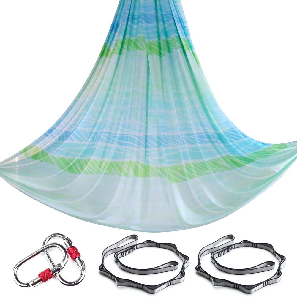 6.5 Yards Aerial Yoga Hammock Set Gradient Aerial silks Yoga Swing Fitness Stretch Belt for Gym Indoor Yoga Studio (027)