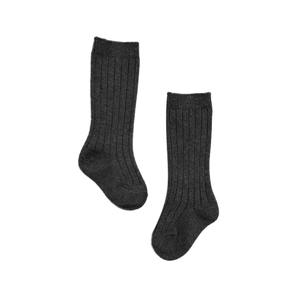 Baby Toddlers Kids Knee High Socks Cozy Warm Cotton Uniform Sports Socks Dress Socks Cable Knit (Dark Gray, 5-8 Years)