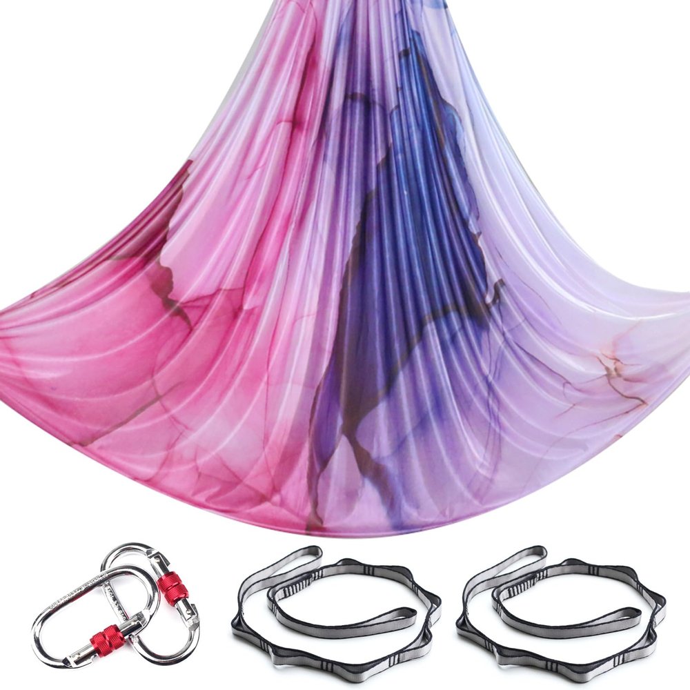 6.5 Yards Aerial Yoga Hammock Set Gradient Aerial silks Yoga Swing Fitness Stretch Belt for Gym Indoor Yoga Studio (017)