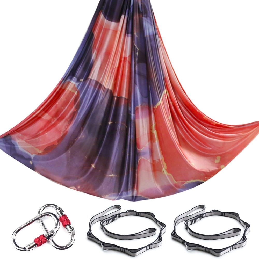 6.5 Yards Aerial Yoga Hammock Set Gradient Aerial silks Yoga Swing Fitness Stretch Belt for Gym Indoor Yoga Studio (025)