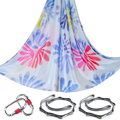 5.5 Yards Aerial Yoga Hammock Set Ombre Aerial silks Gradient Color Yoga Swing Fitness Stretch Belt for Gym Indoor Yoga Studio (028)
