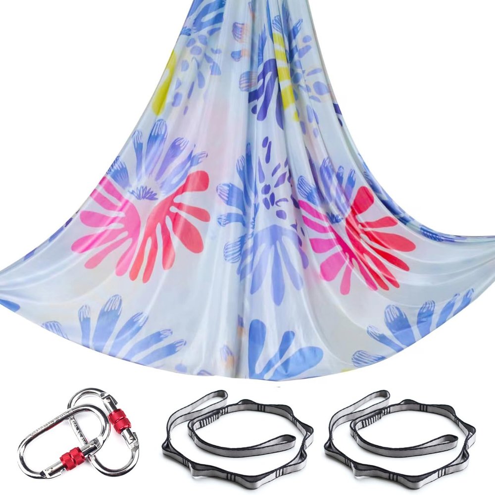 5.5 Yards Aerial Yoga Hammock Set Ombre Aerial silks Gradient Color Yoga Swing Fitness Stretch Belt for Gym Indoor Yoga Studio (028)