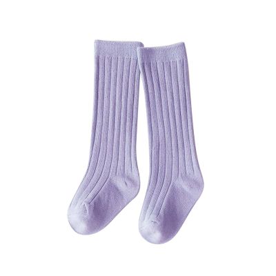 Baby Toddlers Kids Knee High Socks Cozy Warm Cotton Uniform Sports Socks Dress Socks Cable Knit (Purple, 6-12 Months)