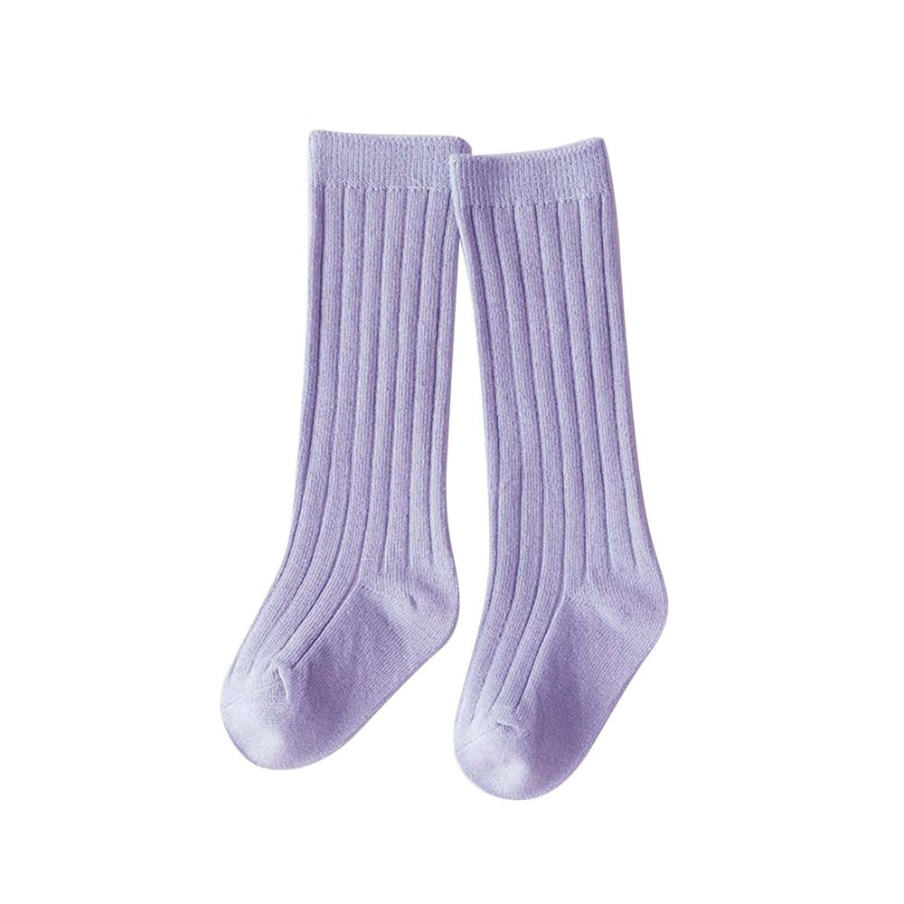 Baby Toddlers Kids Knee High Socks Cozy Warm Cotton Uniform Sports Socks Dress Socks Cable Knit (Purple, 6-12 Months)