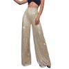Sequin Pants Women High Waisted Wide Leg Bootcut Metallic Sparkle Disco Pants Shiny Sparkly Glitter Party Pants view 1
