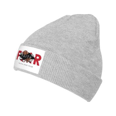 Faith Over Fear Beanie Hat for Men Women Winter Warm Knit Hats Ski Hat Skull Cap Gray