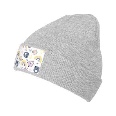 MULIHU Cute Bear Seamless Pattern Beanie Hat for Men Women Winter Warm Knit Hats Ski Hat Skull Cap Gray