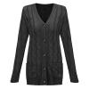 HJYUZP Womens Casual Knit Cardigan Sweater Large Size Loose Button Jacket Women Womens Plus Size Sweaters (Dark Gray, L) view 3