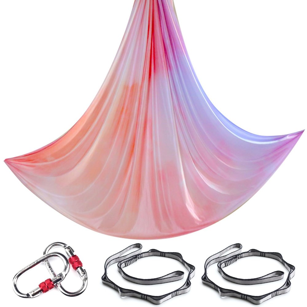 6.5 Yards Aerial Yoga Hammock Set Gradient Aerial silks Yoga Swing Fitness Stretch Belt for Gym Indoor Yoga Studio (010)