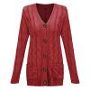 HJYUZP Womens Casual Knit Cardigan Sweater Large Size Loose Button Jacket Women Womens Plus Size Sweaters (Red, M) view 3