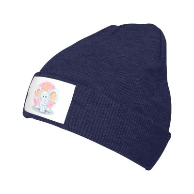 MULIHU Cute and Funny Elephant Beanie Hat for Men Women Winter Warm Knit Hats Ski Hat Skull Cap Navy Blue
