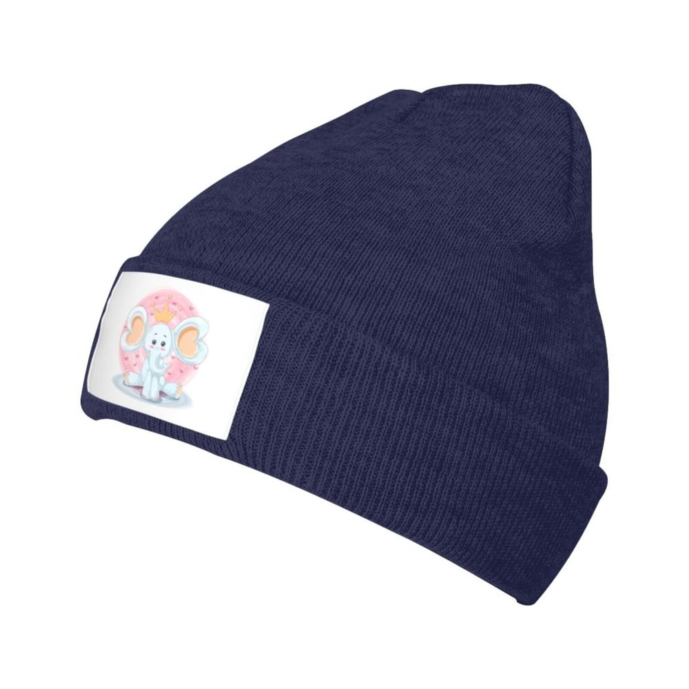 MULIHU Cute and Funny Elephant Beanie Hat for Men Women Winter Warm Knit Hats Ski Hat Skull Cap Navy Blue