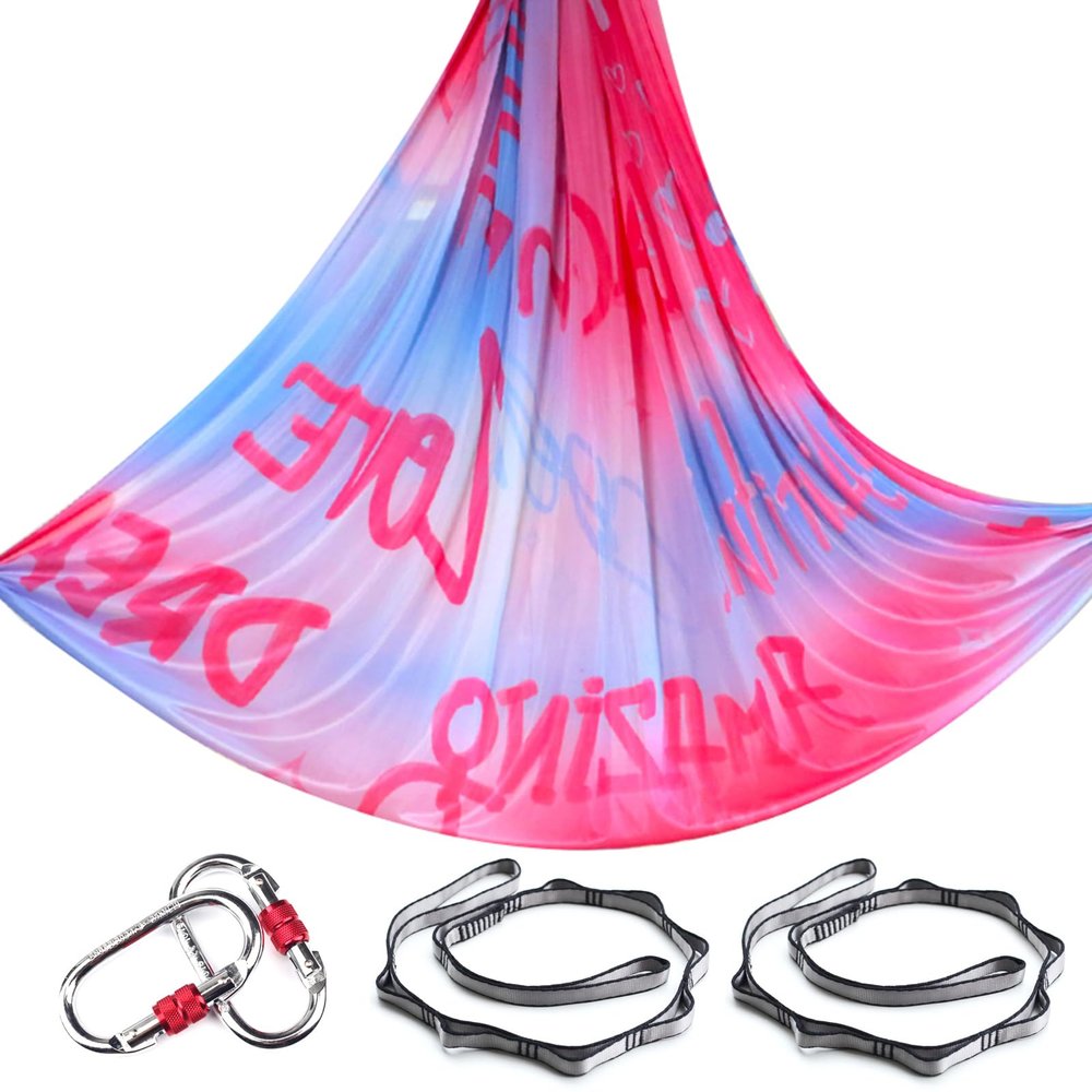 6.5 Yards Aerial Yoga Hammock Set Gradient Aerial silks Yoga Swing Fitness Stretch Belt for Gym Indoor Yoga Studio (019)