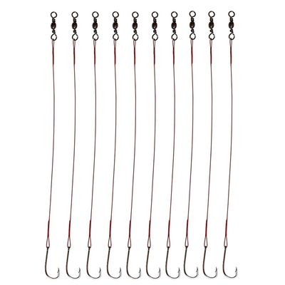 20pcs/Pack Baitholder Fishing Hook with Nylon Coated Fishing Line Fishing Wire Leader with Barrel Swivel and Sharp Hook 3/0 2/0 1/0 1# 2# 4# (1#)
