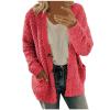 HJYUZP Women Casual Plus Size Plush Sweater Pockets Outerwear Buttons Cardigan Coat Women Sweater (Pink, M) view 1