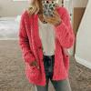 HJYUZP Women Casual Plus Size Plush Sweater Pockets Outerwear Buttons Cardigan Coat Women Sweater (Pink, M) view 4