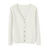 HJYUZP Women's Spring and Autumn Leisure Loose Solid Long Sleeve V Neck Button Knitted Soft Cardigan Leopard (White, S) view 1